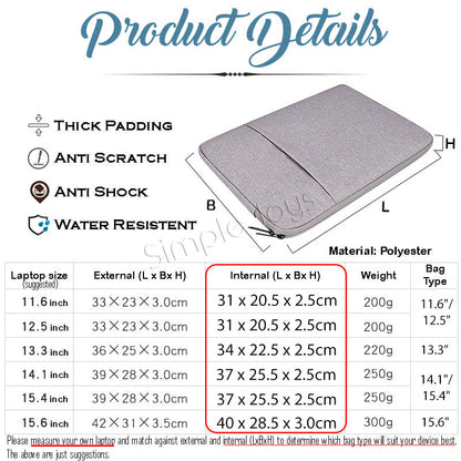 Laptop Sleeve Bag Anti Shock Waterproof Computer Bag For Macbook Notebook