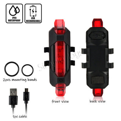 Bicycle Light Front And Rear Bike Accessories Rechargeable By USB