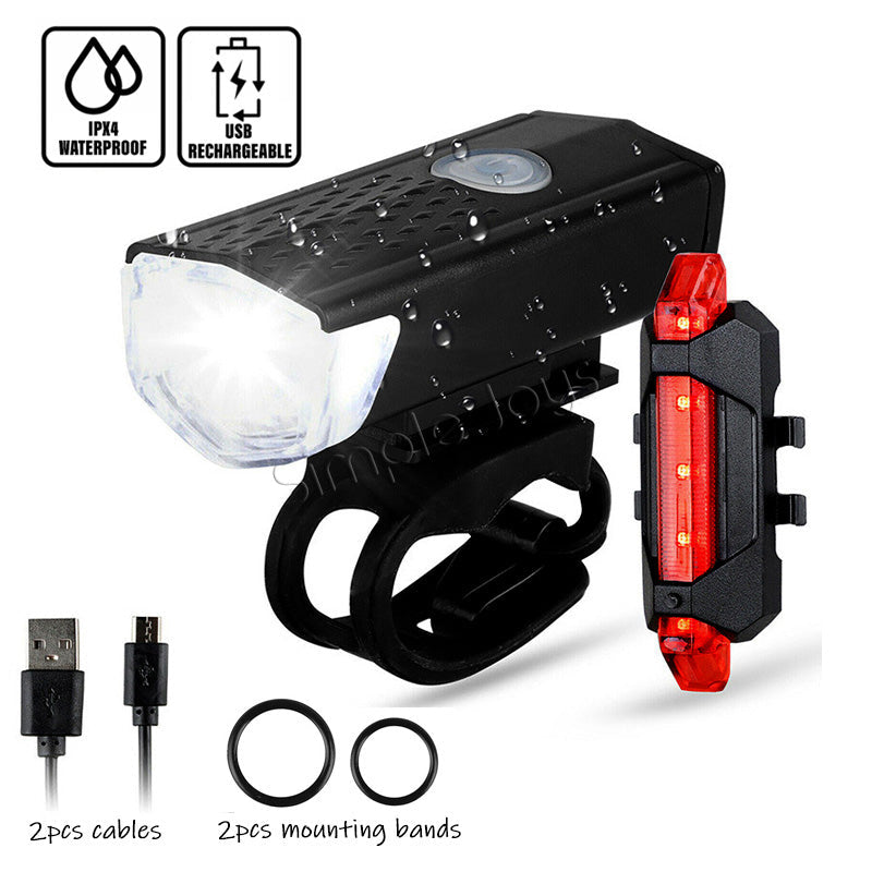 Bicycle Light Front And Rear Bike Accessories Rechargeable By USB