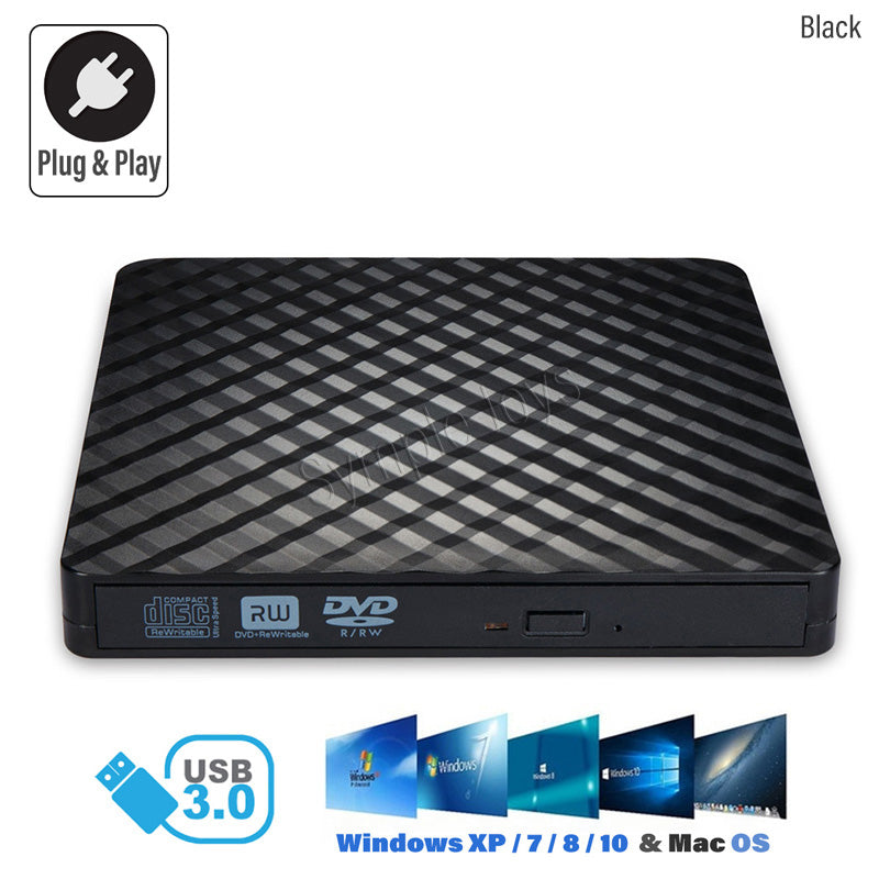 External DVD Drive USB 3.0 RW Portable DVD/CD RW Reader Burner Writer for Laptop Desktop PC Windows Linux Apple Mac