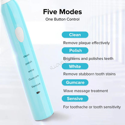 Electric Toothbrush USB Rechargeable Power Sonic Toothbrush With 5 Modes