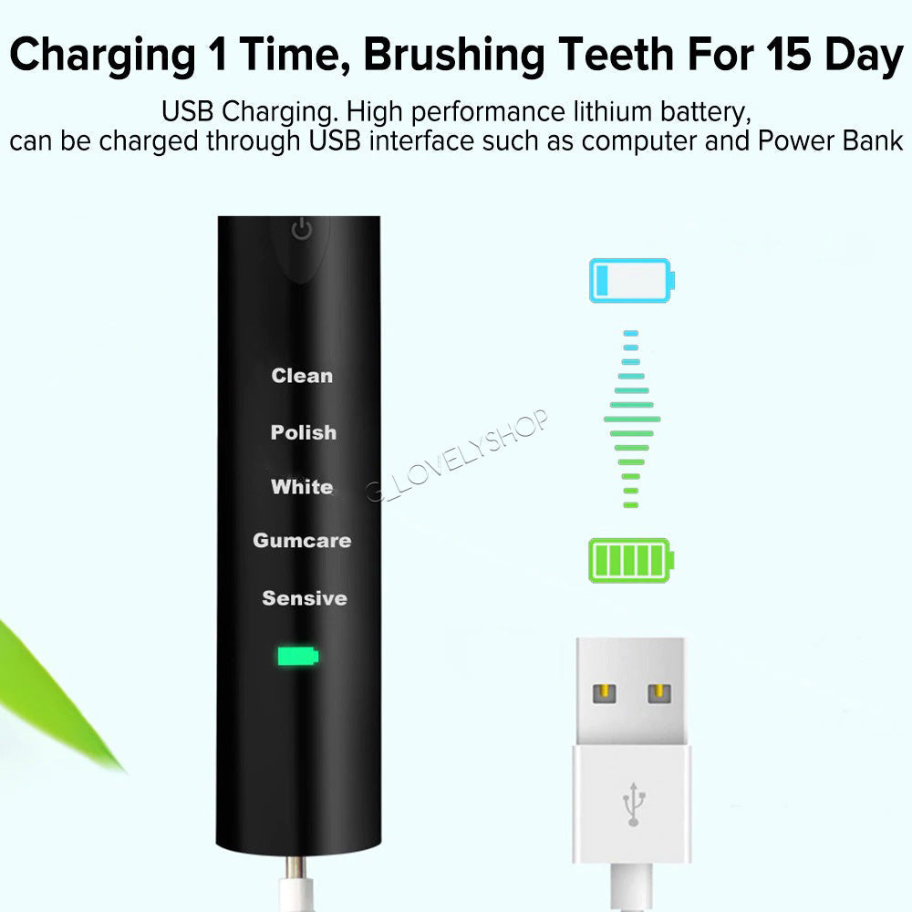 Electric Toothbrush USB Rechargeable Power Sonic Toothbrush With 5 Modes