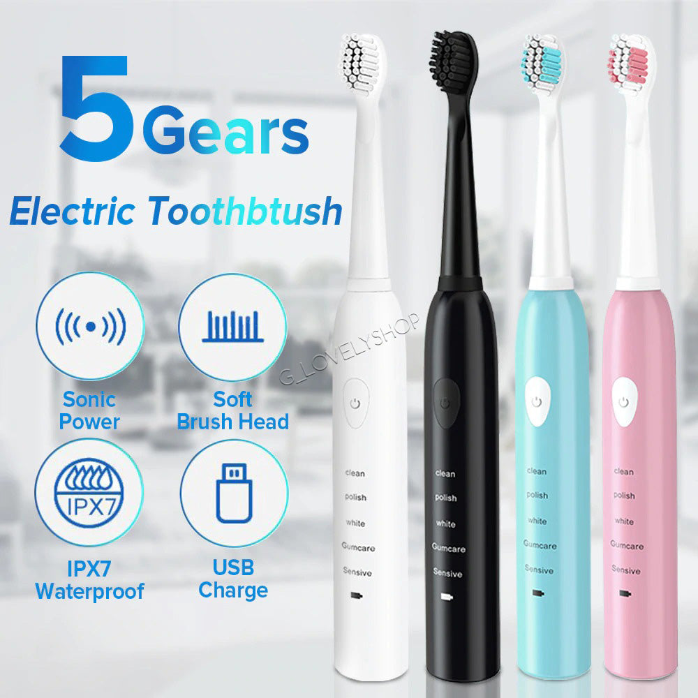 Electric Toothbrush USB Rechargeable Power Sonic Toothbrush With 5 Modes