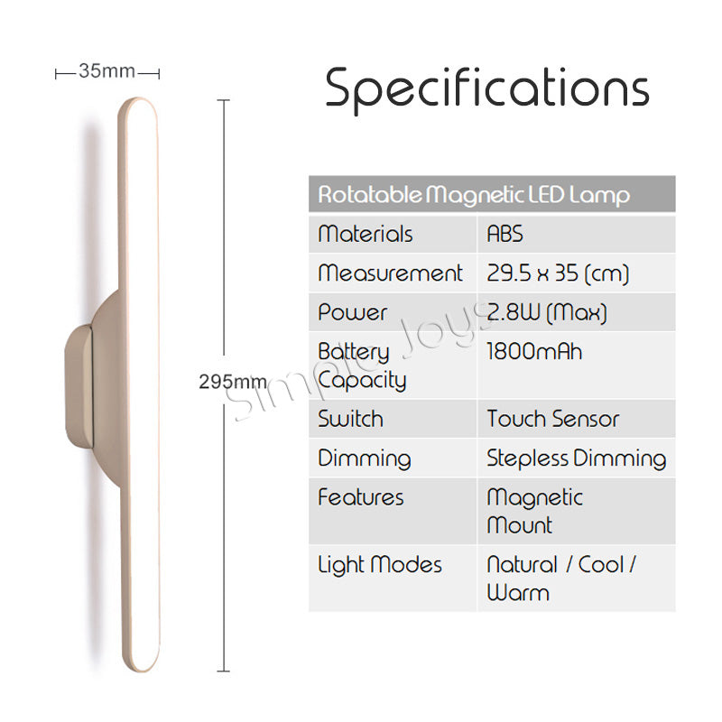 Dimmable Touch LED Study Lamp Light With Magnetic Mount