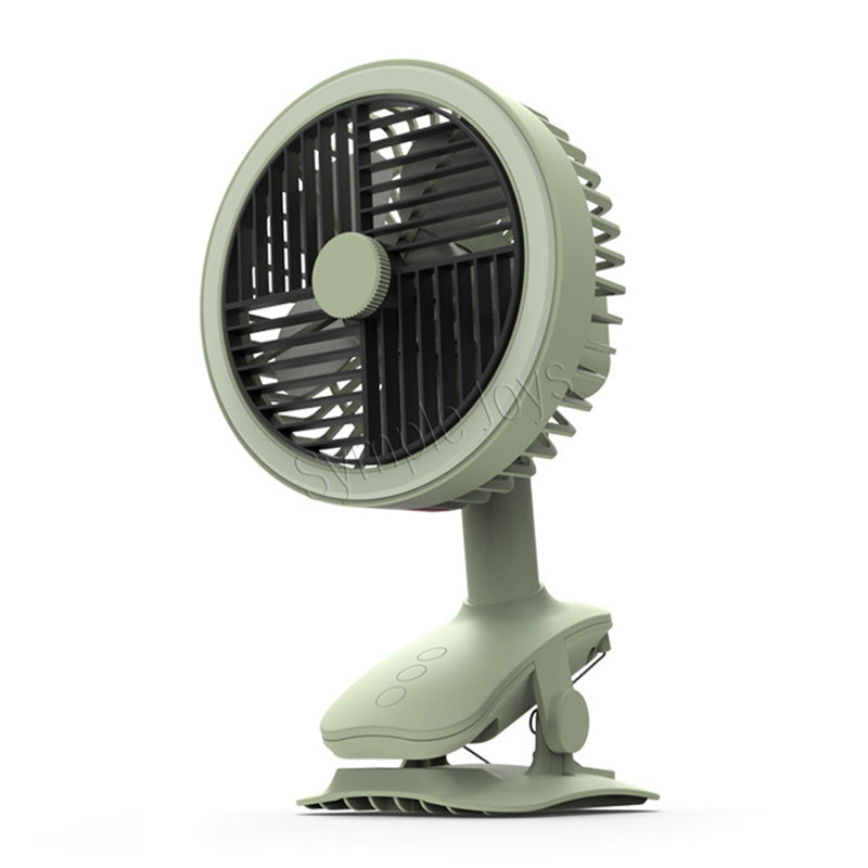 Clip On Fan Auto Oscillating USB Rechargeable With LED Night Light For Stroller Desk Kitchen