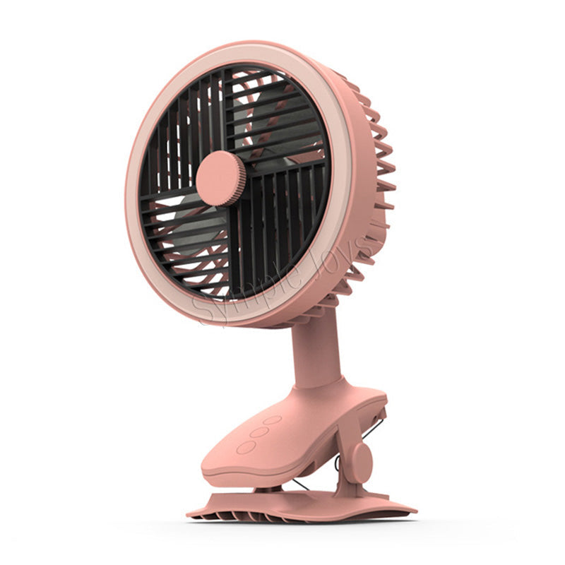 Clip On Fan Auto Oscillating USB Rechargeable With LED Night Light For Stroller Desk Kitchen