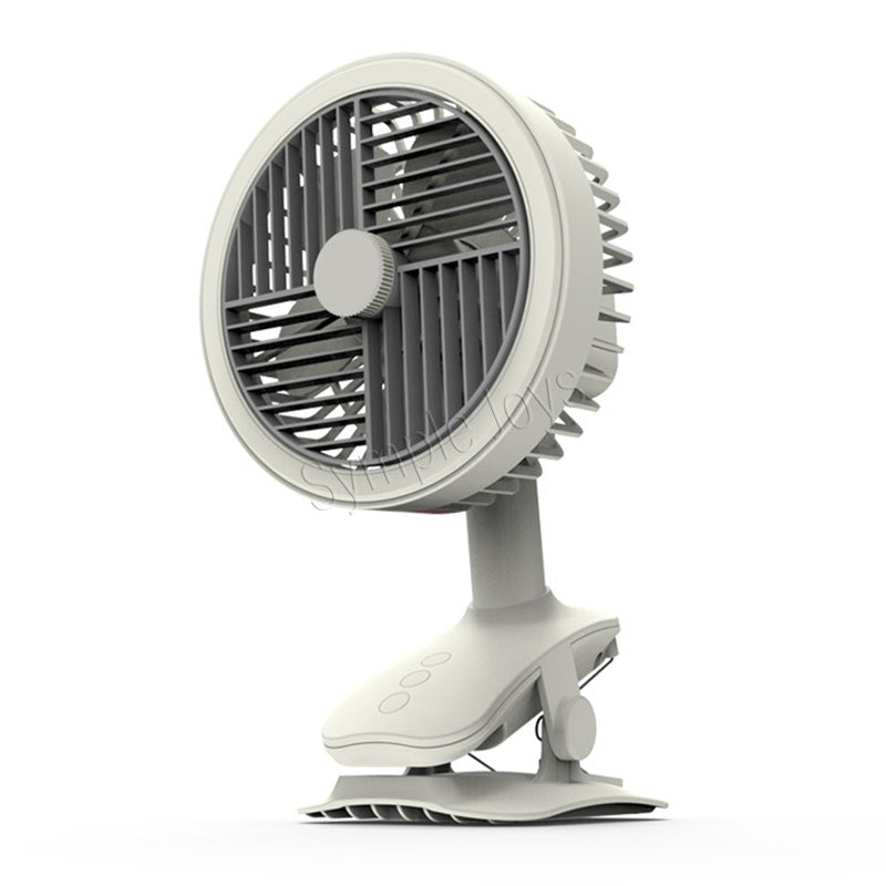 Clip On Fan Auto Oscillating USB Rechargeable With LED Night Light For Stroller Desk Kitchen