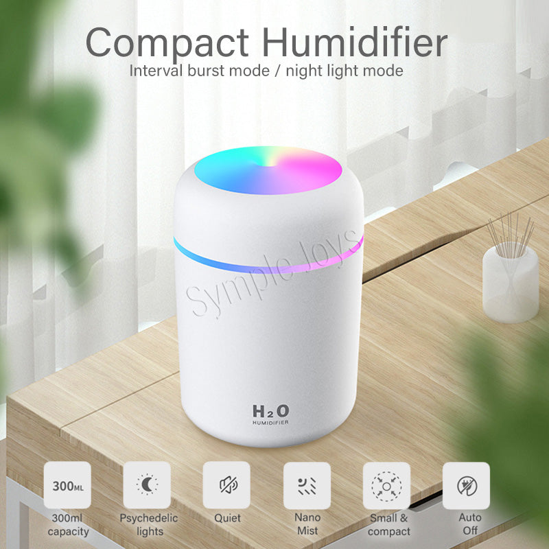 300ml Portable Mini Air Humidifier USB Diffuser Purifier Car Humidifier With LED Night Light