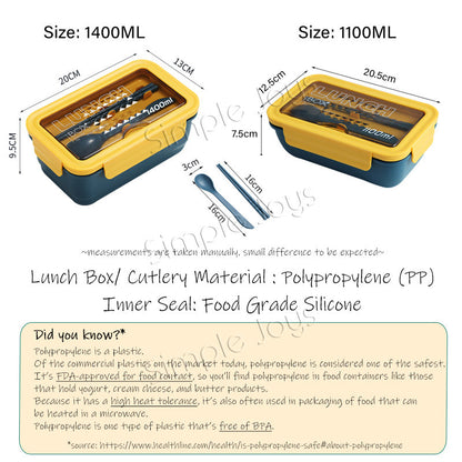 Bento Style Portable Lunch Box Food Container BPA Free With Cutlery And Phone Stand