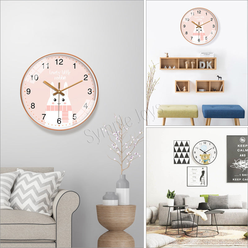 Cute Cartoon Wall Clock Silent Quartz Movement 30cm Round