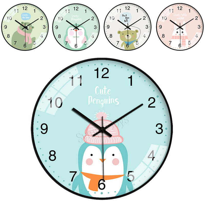 Cute Cartoon Wall Clock Silent Quartz Movement 30cm Round