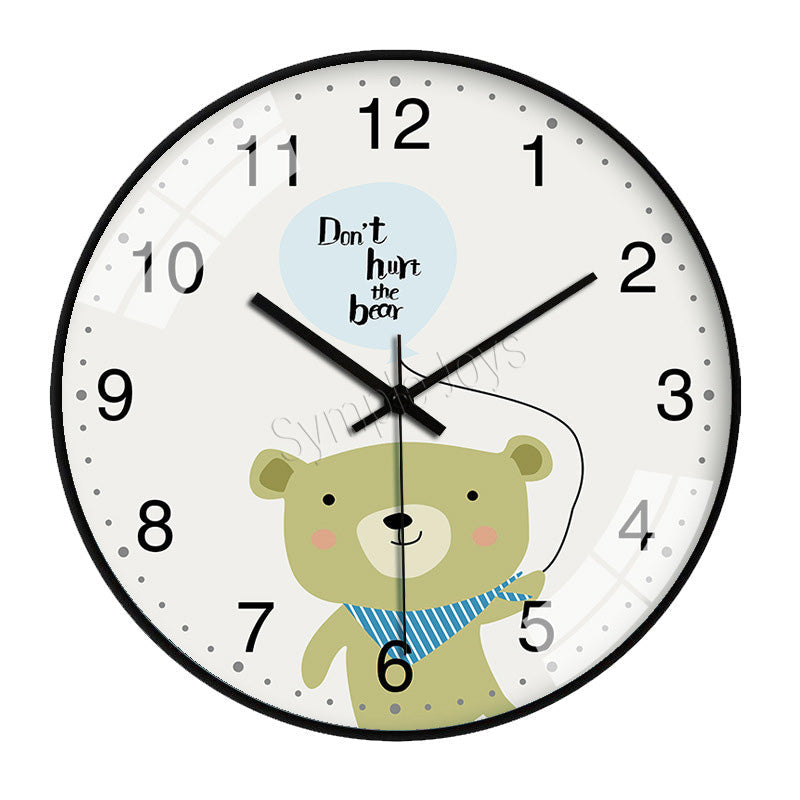 Cute Cartoon Wall Clock Silent Quartz Movement 30cm Round