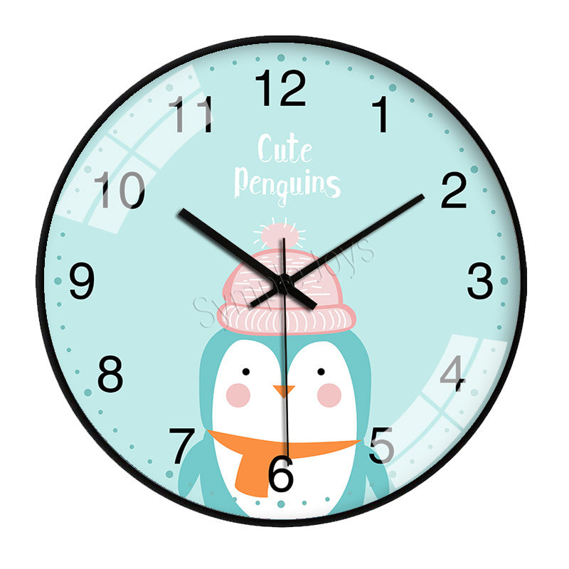 Cute Cartoon Wall Clock Silent Quartz Movement 30cm Round