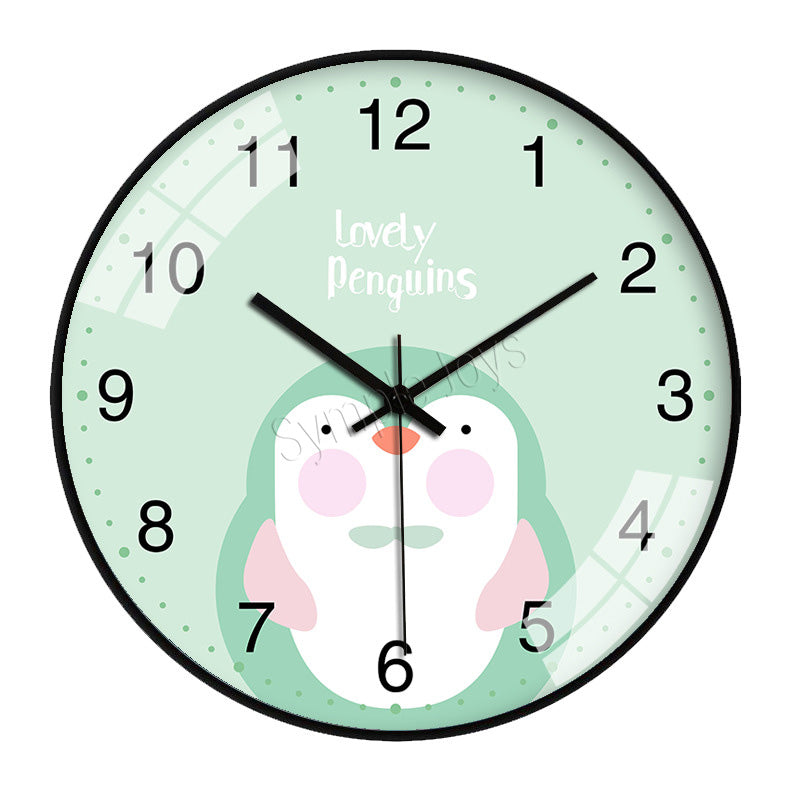 Cute Cartoon Wall Clock Silent Quartz Movement 30cm Round