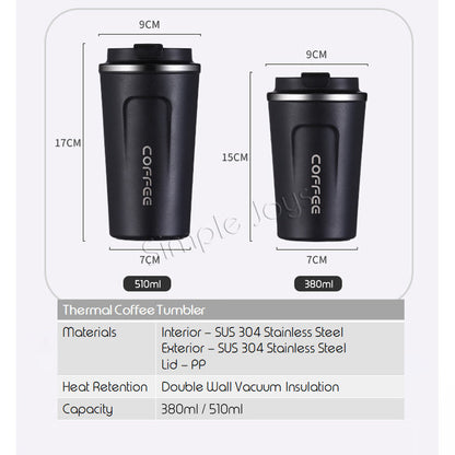 Leakproof Thermal Coffee Mug Bubble Tea Cup Vacuum Insulated Stainless Steel Travel Tumbler