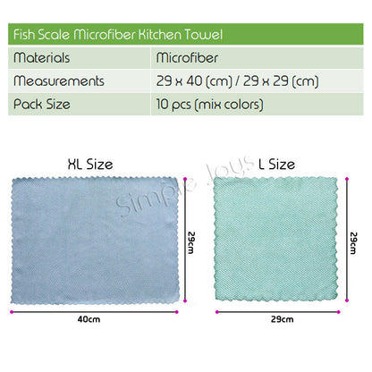 Fish Scale Microfiber Kitchen Towel Wiping Cleaning Cloth Great For Polishing