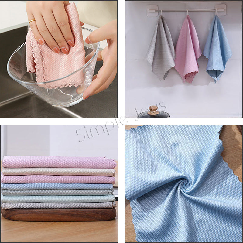 Fish Scale Microfiber Kitchen Towel Wiping Cleaning Cloth Great For Polishing