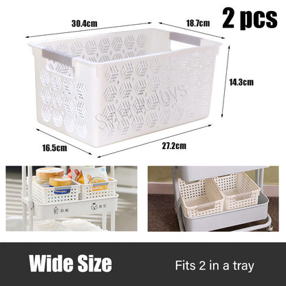 Three-Tiers Storage Trolley Shelf Kitchen Rack Cart 360 Degrees Flexible Wheels with Handle