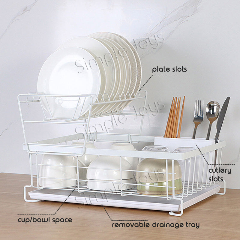 Nordic Dish Drying Rack with Removable Tray Drainer For Kitchen Countertop