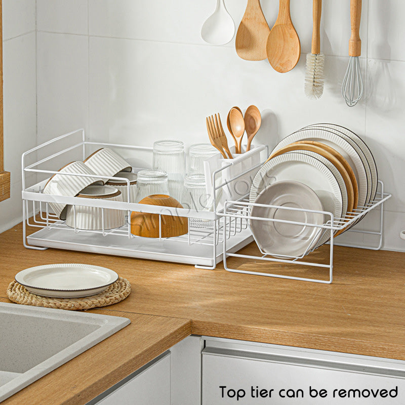 Nordic Dish Drying Rack with Removable Tray Drainer For Kitchen Countertop