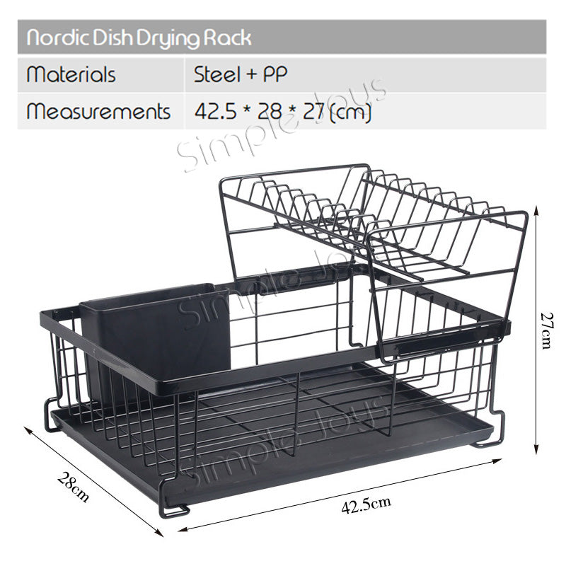 Nordic Dish Drying Rack with Removable Tray Drainer For Kitchen Countertop