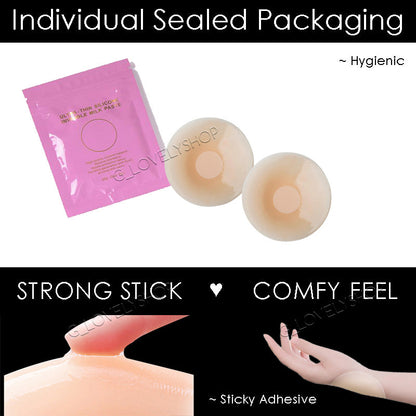 (3 Pairs Bundle) Silicon Nipple Covers / Nipple Stickers Breast Lift Invisible Bra