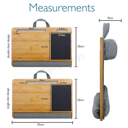 Lap Desk Table with Built in Mouse Pad, Wrist Pad and Pillow Cushion for Laptop or Tablet
