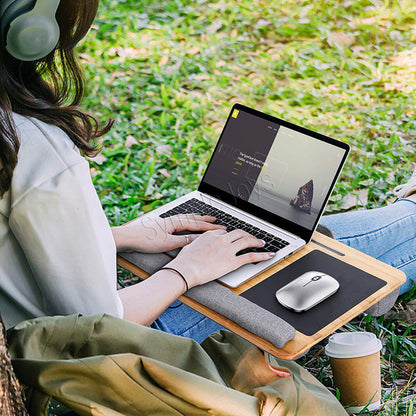 Lap Desk Table with Built in Mouse Pad, Wrist Pad and Pillow Cushion for Laptop or Tablet