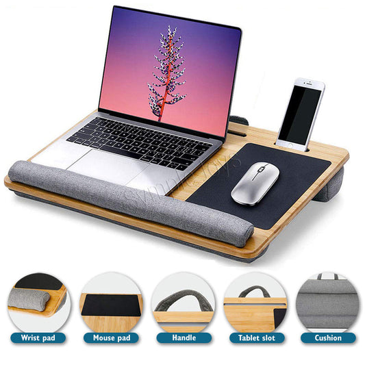 Lap Desk Table with Built in Mouse Pad, Wrist Pad and Pillow Cushion for Laptop or Tablet