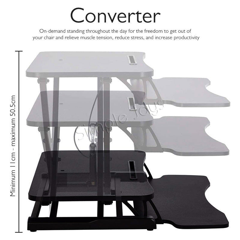 Stand Up Desk Riser Standing Converter Dual Monitor and Laptop Table With Adjustable Height