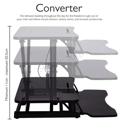 Stand Up Desk Riser Standing Converter Dual Monitor and Laptop Table With Adjustable Height