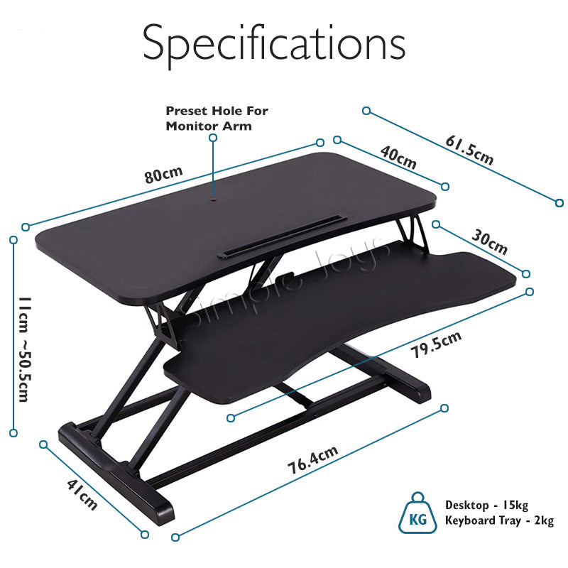 Stand Up Desk Riser Standing Converter Dual Monitor and Laptop Table With Adjustable Height