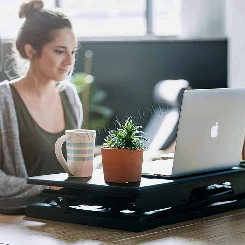 Stand Up Desk Riser Standing Converter Dual Monitor and Laptop Table With Adjustable Height