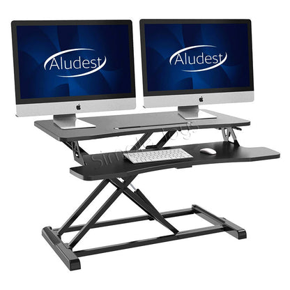 Stand Up Desk Riser Standing Converter Dual Monitor and Laptop Table With Adjustable Height