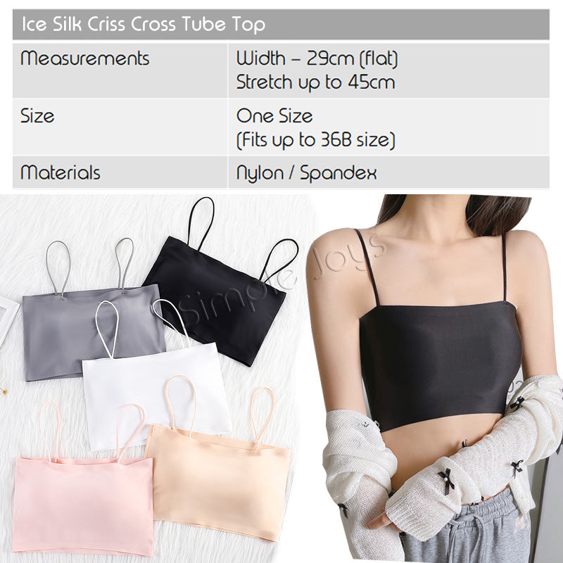 [3pcs Bundle] Ice Silk Tube Top With Shoulder Strap Bandeau Seamless Design