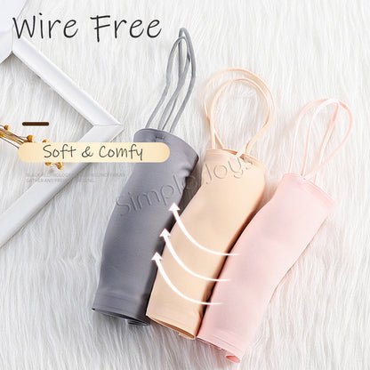 [3pcs Bundle] Ice Silk Tube Top With Shoulder Strap Bandeau Seamless Design