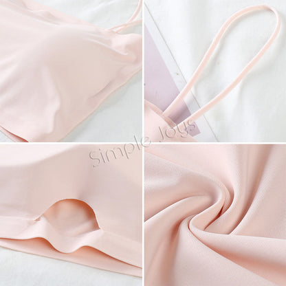 [3pcs Bundle] Ice Silk Tube Top With Shoulder Strap Bandeau Seamless Design