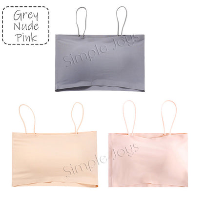 [3pcs Bundle] Ice Silk Tube Top With Shoulder Strap Bandeau Seamless Design