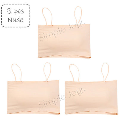 [3pcs Bundle] Ice Silk Tube Top With Shoulder Strap Bandeau Seamless Design