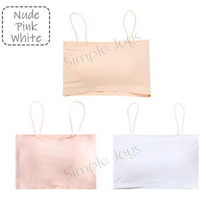 [3pcs Bundle] Ice Silk Tube Top With Shoulder Strap Bandeau Seamless Design