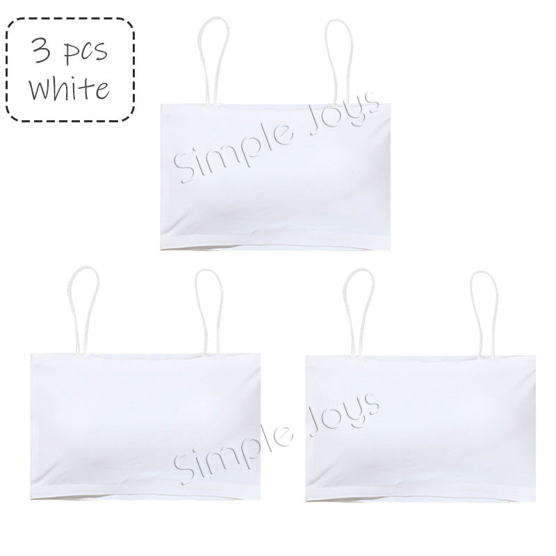 [3pcs Bundle] Ice Silk Tube Top With Shoulder Strap Bandeau Seamless Design